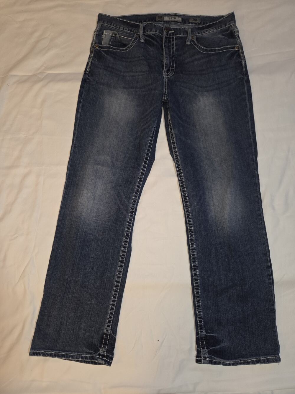Buckle BKE Jeans Mens Seth Straight Leg 36x32 Denim Dark Wash Distressed
